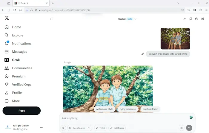 Converted Ghibli art image with Grok AI Converted Ghibli art image with Grok AI