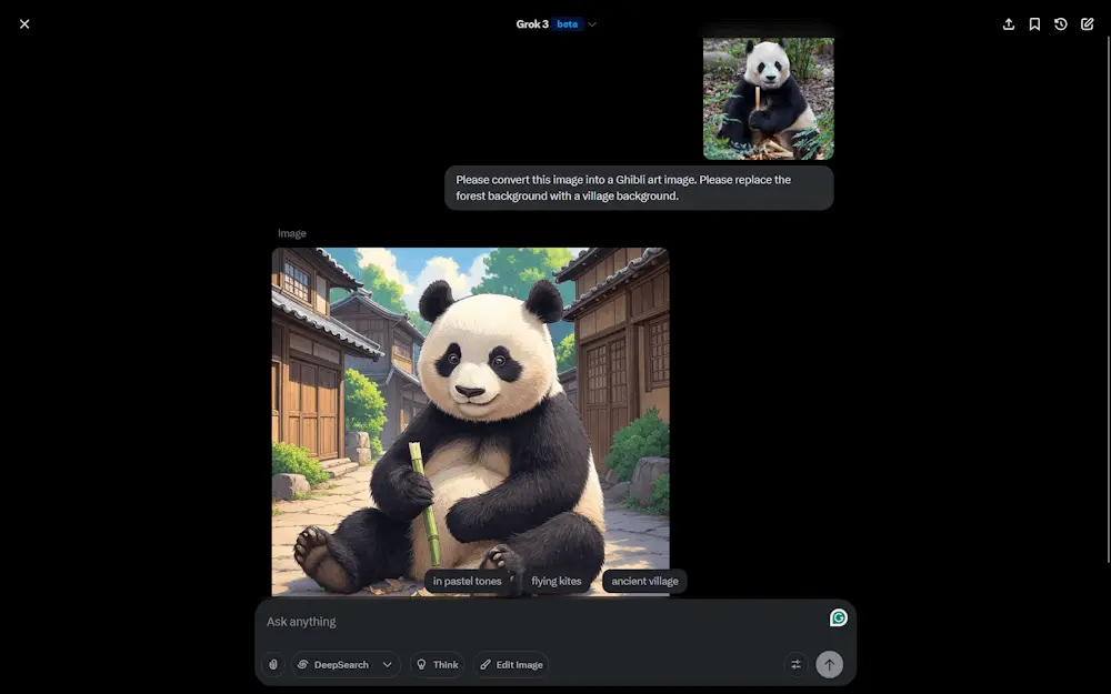 Create Ghibli image of a Panda with Grok AI Create Ghibli image of a Panda with Grok AI
